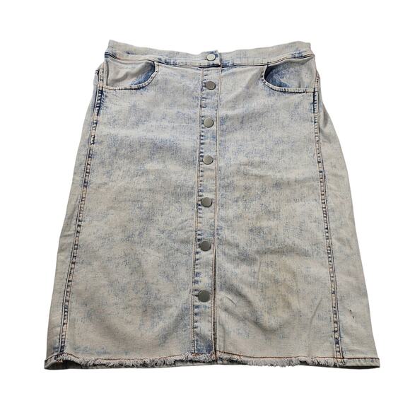 Skies are blue L pullover on elastic waist skirt midi denim button front skirt - Picture 1 of 9